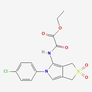 molecular formula C16H15ClN2O5S B2496897 ethyl 2-((5-(4-chlorophenyl)-2,2-dioxido-3,5-dihydro-1H-thieno[3,4-c]pyrrol-4-yl)amino)-2-oxoacetate CAS No. 1171413-41-4