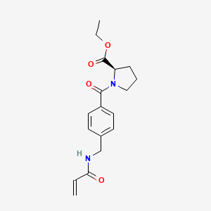 molecular formula C18H22N2O4 B2496912 Ethyl (2R)-1-[4-[(prop-2-enoylamino)methyl]benzoyl]pyrrolidine-2-carboxylate CAS No. 2361596-06-5