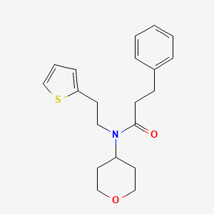 3-phenyl-N-(tetrahydro-2H-pyran-4-yl)-N-(2-(thiophen-2-yl)ethyl)propanamide