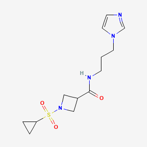 molecular formula C13H20N4O3S B2496938 1-(cyclopropanesulfonyl)-N-[3-(1H-imidazol-1-yl)propyl]azetidine-3-carboxamide CAS No. 1428352-08-2