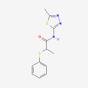 molecular formula C12H13N3OS2 B2496951 N-(5-methyl-1,3,4-thiadiazol-2-yl)-2-(phenylthio)propanamide CAS No. 394233-39-7