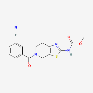molecular formula C16H14N4O3S B2496959 Methyl (5-(3-cyanobenzoyl)-4,5,6,7-tetrahydrothiazolo[5,4-c]pyridin-2-yl)carbamate CAS No. 1421507-85-8