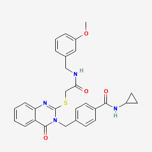 molecular formula C29H28N4O4S B2496960 N-cyclopropyl-4-({2-[({[(3-methoxyphenyl)methyl]carbamoyl}methyl)sulfanyl]-4-oxo-3,4-dihydroquinazolin-3-yl}methyl)benzamide CAS No. 1115549-71-7