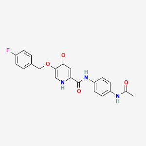 molecular formula C21H18FN3O4 B2496961 N-(4-acetamidophenyl)-5-((4-fluorobenzyl)oxy)-4-oxo-1,4-dihydropyridine-2-carboxamide CAS No. 1021213-54-6