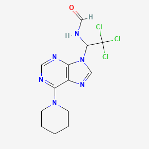 molecular formula C13H15Cl3N6O B2496974 N-[2,2,2-trichloro-1-(6-piperidin-1-ylpurin-9-yl)ethyl]formamide CAS No. 303024-33-1