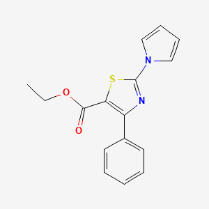 molecular formula C16H14N2O2S B2497023 ethyl 4-phenyl-2-(1H-pyrrol-1-yl)-1,3-thiazole-5-carboxylate CAS No. 439289-71-1
