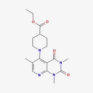 molecular formula C18H24N4O4 B2497027 Ethyl 1-(1,3,6-trimethyl-2,4-dioxo-1,2,3,4-tetrahydropyrido[2,3-d]pyrimidin-5-yl)piperidine-4-carboxylate CAS No. 941954-56-9