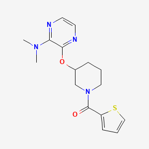 molecular formula C16H20N4O2S B2497047 N,N-dimethyl-3-{[1-(thiophene-2-carbonyl)piperidin-3-yl]oxy}pyrazin-2-amine CAS No. 2034502-51-5