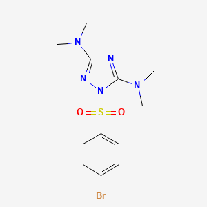 molecular formula C12H16BrN5O2S B2497058 N-[1-[(4-bromophenyl)sulfonyl]-3-(dimethylamino)-1H-1,2,4-triazol-5-yl]-N,N-dimethylamine CAS No. 478032-11-0