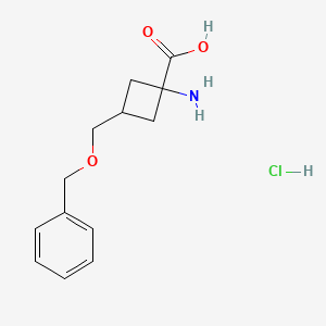 molecular formula C13H18ClNO3 B2497067 1-Amino-3-((benzyloxy)methyl)cyclobutane-1-carboxylic acid hydrochloride CAS No. 2171865-60-2