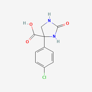 molecular formula C10H9ClN2O3 B2497087 4-(4-Chlorophenyl)-2-oxoimidazolidine-4-carboxylic acid CAS No. 2248291-68-9