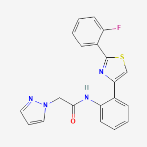 molecular formula C20H15FN4OS B2497138 N-(2-(2-(2-fluorophenyl)thiazol-4-yl)phenyl)-2-(1H-pyrazol-1-yl)acetamide CAS No. 1797904-22-3