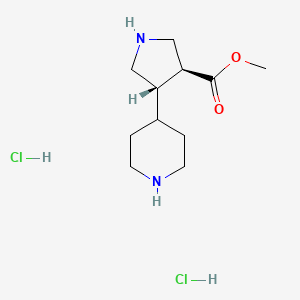 molecular formula C11H22Cl2N2O2 B2497140 rac-methyl(3R,4R)-4-(piperidin-4-yl)pyrrolidine-3-carboxylatedihydrochloride CAS No. 2418595-29-4