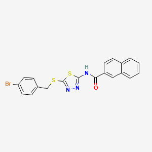 molecular formula C20H14BrN3OS2 B2497143 N-(5-{[(4-bromophenyl)methyl]sulfanyl}-1,3,4-thiadiazol-2-yl)naphthalene-2-carboxamide CAS No. 391874-63-8
