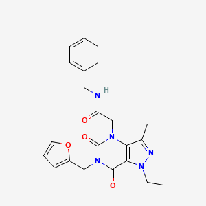 molecular formula C23H25N5O4 B2497146 2-(1-ethyl-6-(furan-2-ylmethyl)-3-methyl-5,7-dioxo-6,7-dihydro-1H-pyrazolo[4,3-d]pyrimidin-4(5H)-yl)-N-(4-methylbenzyl)acetamide CAS No. 1189921-58-1