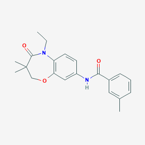 molecular formula C21H24N2O3 B2497155 N-(5-ethyl-3,3-dimethyl-4-oxo-2,3,4,5-tetrahydro-1,5-benzoxazepin-8-yl)-3-methylbenzamide CAS No. 921868-88-4