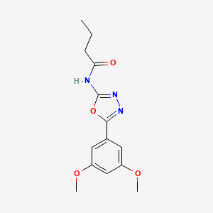molecular formula C14H17N3O4 B2497205 N-[5-(3,5-dimethoxyphenyl)-1,3,4-oxadiazol-2-yl]butanamide CAS No. 941937-75-3
