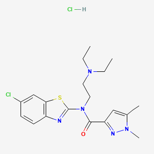 molecular formula C19H25Cl2N5OS B2497214 N-(6-chloro-1,3-benzothiazol-2-yl)-N-[2-(diethylamino)ethyl]-1,5-dimethyl-1H-pyrazole-3-carboxamide hydrochloride CAS No. 1329871-93-3