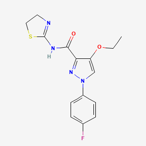 molecular formula C15H15FN4O2S B2497225 N-(4,5-dihydro-1,3-thiazol-2-yl)-4-ethoxy-1-(4-fluorophenyl)-1H-pyrazole-3-carboxamide CAS No. 1209301-90-5