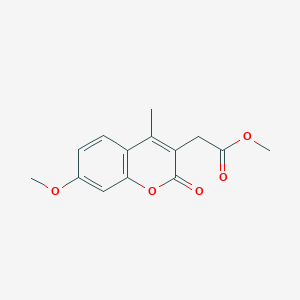 molecular formula C14H14O5 B2497368 methyl 2-(7-methoxy-4-methyl-2-oxo-2H-chromen-3-yl)acetate CAS No. 858753-28-3