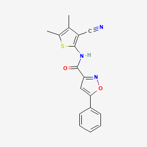 molecular formula C17H13N3O2S B2497426 N-(3-cyano-4,5-dimethylthiophen-2-yl)-5-phenyl-1,2-oxazole-3-carboxamide CAS No. 1171321-82-6