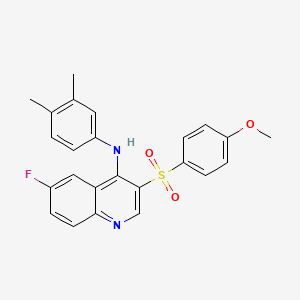 molecular formula C24H21FN2O3S B2497429 N-(3,4-DIMETHYLPHENYL)-6-FLUORO-3-(4-METHOXYBENZENESULFONYL)QUINOLIN-4-AMINE CAS No. 895651-58-8