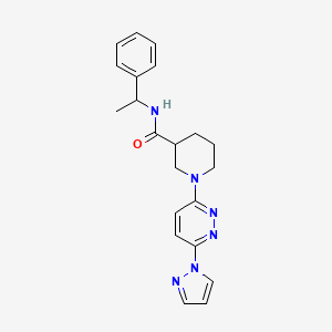 molecular formula C21H24N6O B2497434 N-(1-phenylethyl)-1-[6-(1H-pyrazol-1-yl)pyridazin-3-yl]piperidine-3-carboxamide CAS No. 1286728-99-1