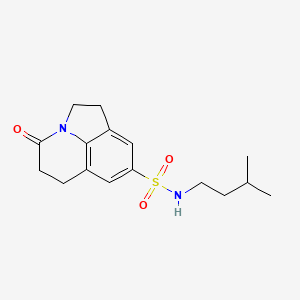 molecular formula C16H22N2O3S B2497456 N-(3-methylbutyl)-11-oxo-1-azatricyclo[6.3.1.0^{4,12}]dodeca-4(12),5,7-triene-6-sulfonamide CAS No. 898419-43-7