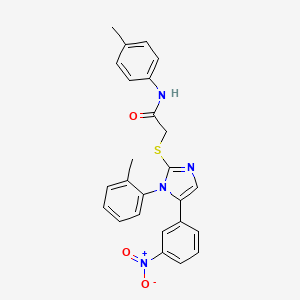 molecular formula C25H22N4O3S B2497465 2-((5-(3-nitrophenyl)-1-(o-tolyl)-1H-imidazol-2-yl)thio)-N-(p-tolyl)acetamide CAS No. 1235329-70-0