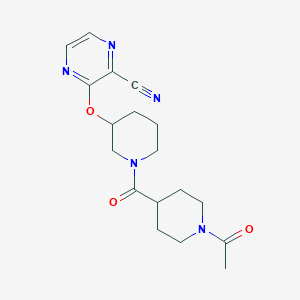 3-((1-(1-Acetylpiperidine-4-carbonyl)piperidin-3-yl)oxy)pyrazine-2-carbonitrile