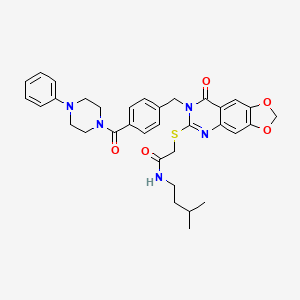 N-isopentyl-2-((8-oxo-7-(4-(4-phenylpiperazine-1-carbonyl)benzyl)-7,8-dihydro-[1,3]dioxolo[4,5-g]quinazolin-6-yl)thio)acetamide
