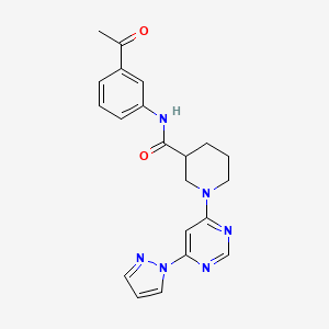 1-(6-(1H-pyrazol-1-yl)pyrimidin-4-yl)-N-(3-acetylphenyl)piperidine-3-carboxamide