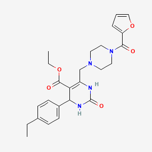 molecular formula C25H30N4O5 B2497500 ethyl 4-(4-ethylphenyl)-6-{[4-(furan-2-carbonyl)piperazin-1-yl]methyl}-2-oxo-1,2,3,4-tetrahydropyrimidine-5-carboxylate CAS No. 1261006-50-1
