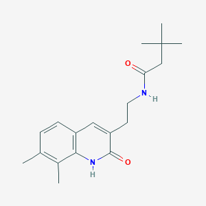 N-[2-(7,8-dimethyl-2-oxo-1H-quinolin-3-yl)ethyl]-3,3-dimethylbutanamide
