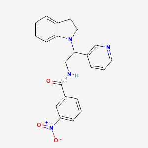 molecular formula C22H20N4O3 B2497540 N-(2-(indolin-1-yl)-2-(pyridin-3-yl)ethyl)-3-nitrobenzamide CAS No. 898415-95-7