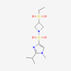 molecular formula C12H21N3O4S2 B2497570 4-((3-(ethylsulfonyl)azetidin-1-yl)sulfonyl)-2-isopropyl-1-methyl-1H-imidazole CAS No. 2034253-09-1