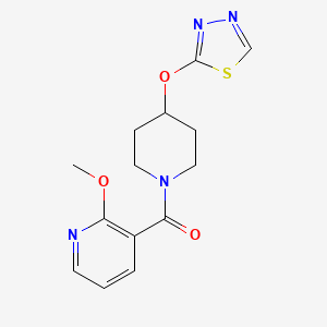 molecular formula C14H16N4O3S B2497573 (4-((1,3,4-Thiadiazol-2-yl)oxy)piperidin-1-yl)(2-methoxypyridin-3-yl)methanone CAS No. 2177061-03-7