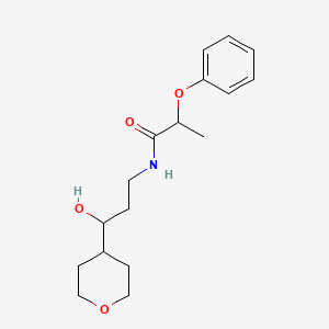 molecular formula C17H25NO4 B2497574 N-[3-hydroxy-3-(oxan-4-yl)propyl]-2-phenoxypropanamide CAS No. 2034450-02-5