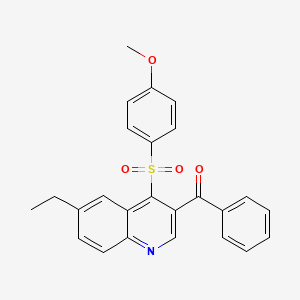 molecular formula C25H21NO4S B2497579 3-BENZOYL-6-ETHYL-4-(4-METHOXYBENZENESULFONYL)QUINOLINE CAS No. 866846-34-6