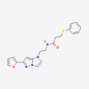 molecular formula C20H20N4O2S B2497585 N-(2-(6-(furan-2-yl)-1H-imidazo[1,2-b]pyrazol-1-yl)ethyl)-3-(phenylthio)propanamide CAS No. 1788533-21-0