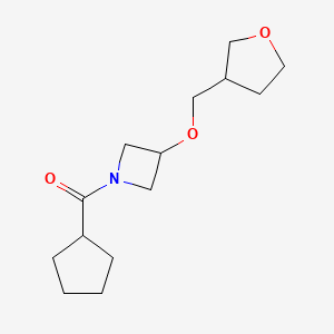 molecular formula C14H23NO3 B2497589 1-Cyclopentanecarbonyl-3-[(oxolan-3-yl)methoxy]azetidine CAS No. 2320147-58-6