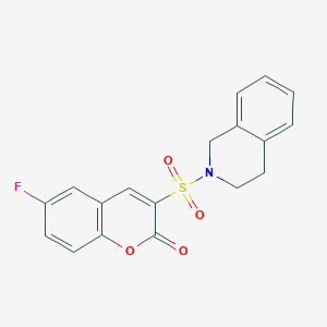 molecular formula C18H14FNO4S B2497591 3-(3,4-dihydroisoquinolin-2(1H)-ylsulfonyl)-6-fluoro-2H-chromen-2-one CAS No. 950281-07-9