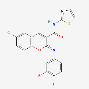 molecular formula C19H10ClF2N3O2S B2497595 (2Z)-6-chloro-2-[(3,4-difluorophenyl)imino]-N-(1,3-thiazol-2-yl)-2H-chromene-3-carboxamide CAS No. 1327176-21-5