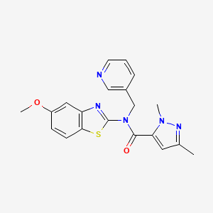 molecular formula C20H19N5O2S B2497598 N-(5-methoxy-1,3-benzothiazol-2-yl)-1,3-dimethyl-N-[(pyridin-3-yl)methyl]-1H-pyrazole-5-carboxamide CAS No. 1014090-46-0