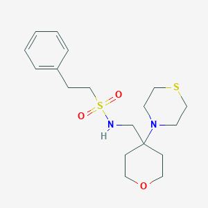 2-Phenyl-N-[(4-thiomorpholin-4-yloxan-4-yl)methyl]ethanesulfonamide