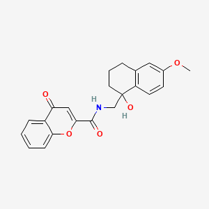molecular formula C22H21NO5 B2497623 N-((1-hydroxy-6-methoxy-1,2,3,4-tetrahydronaphthalen-1-yl)methyl)-4-oxo-4H-chromene-2-carboxamide CAS No. 2034404-91-4