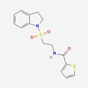 molecular formula C15H16N2O3S2 B2497624 N-(2-(indolin-1-ylsulfonyl)ethyl)thiophene-2-carboxamide CAS No. 922053-38-1