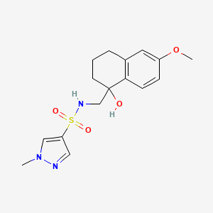molecular formula C16H21N3O4S B2497632 N-((1-hydroxy-6-methoxy-1,2,3,4-tetrahydronaphthalen-1-yl)methyl)-1-methyl-1H-pyrazole-4-sulfonamide CAS No. 2034526-51-5