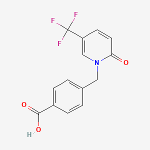 molecular formula C14H10F3NO3 B2497637 4-{[2-oxo-5-(trifluoromethyl)-1(2H)-pyridinyl]methyl}benzenecarboxylic acid CAS No. 339024-98-5