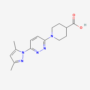 molecular formula C15H19N5O2 B2497666 1-(6-(3,5-二甲基-1H-吡唑-1-基)吡嘧啶-3-基)哌啶-4-甲酸 CAS No. 1351612-37-7